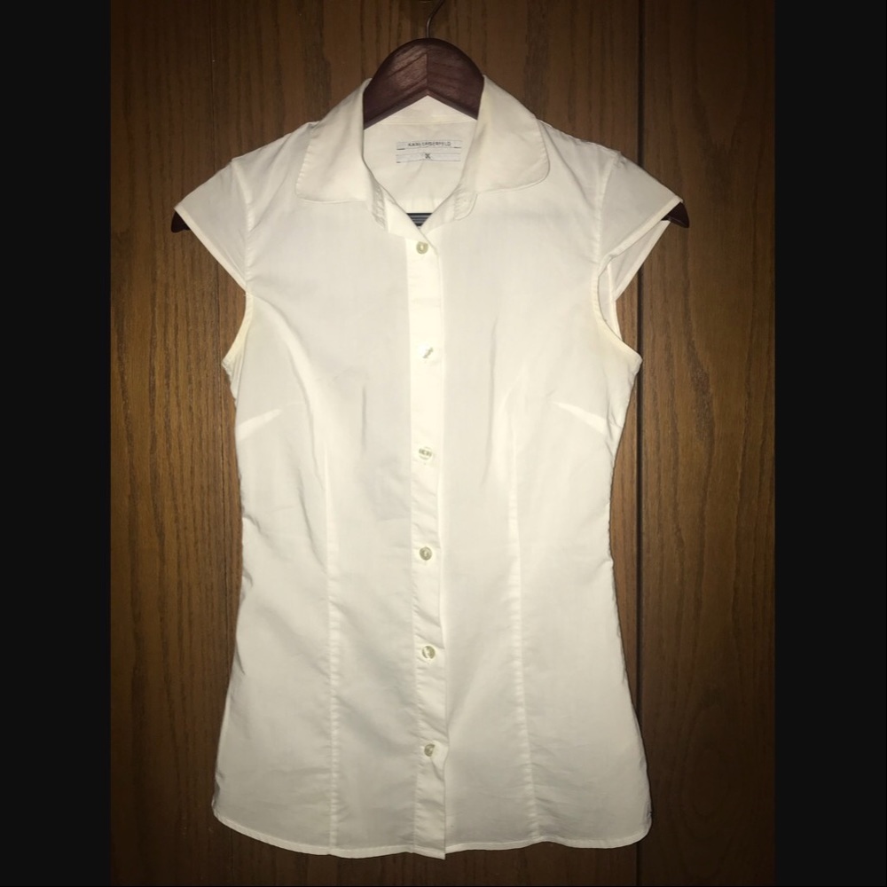 Karl Lagerfeld Short Cap Sleeve Button Down